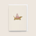 'Birthday Cake Doxie' Card (Cream)