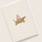 'Birthday Cake Doxie' Card (Cream)
