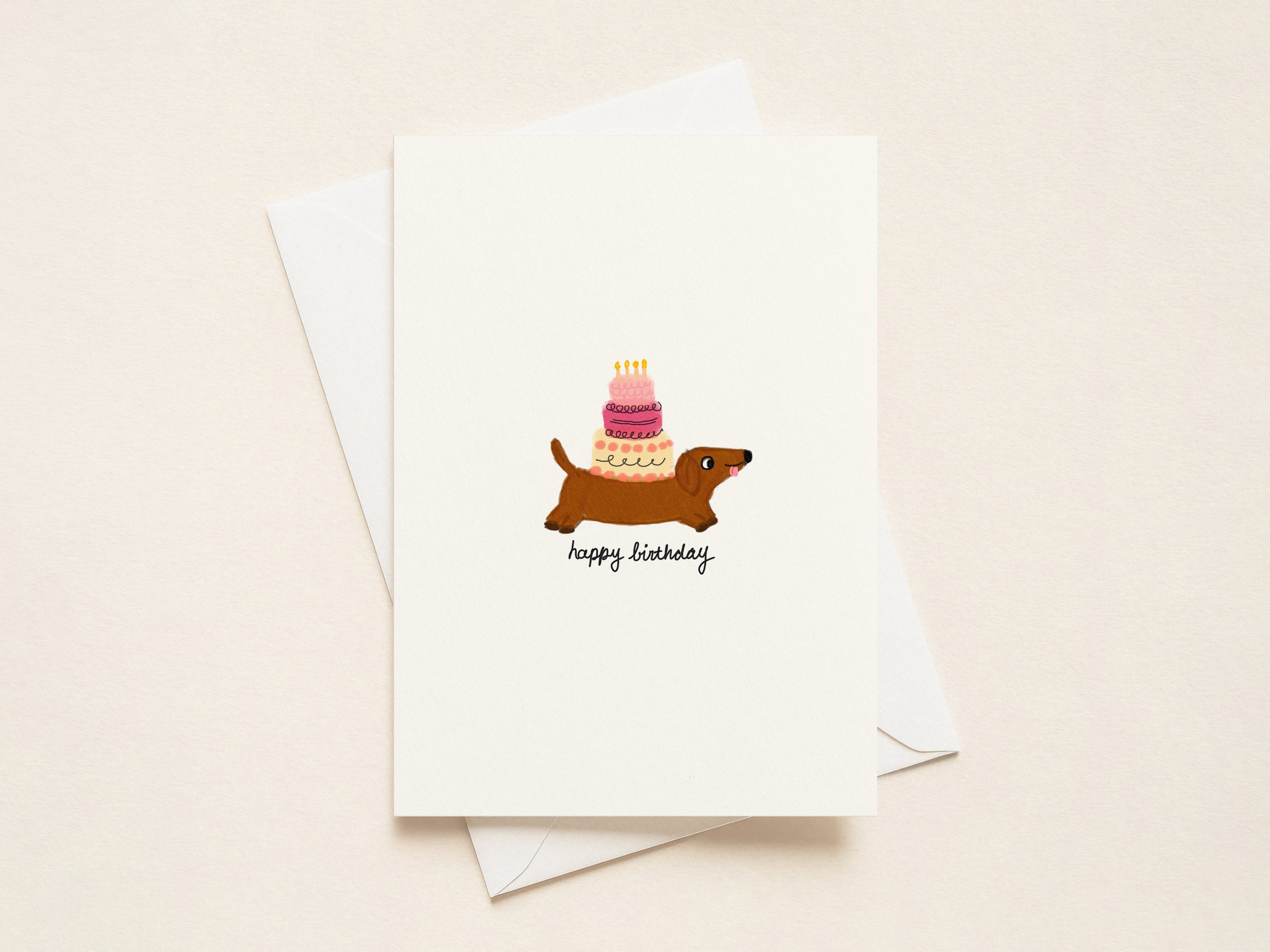 "Happy Birthday Cake Doxie” Birthday Cards
