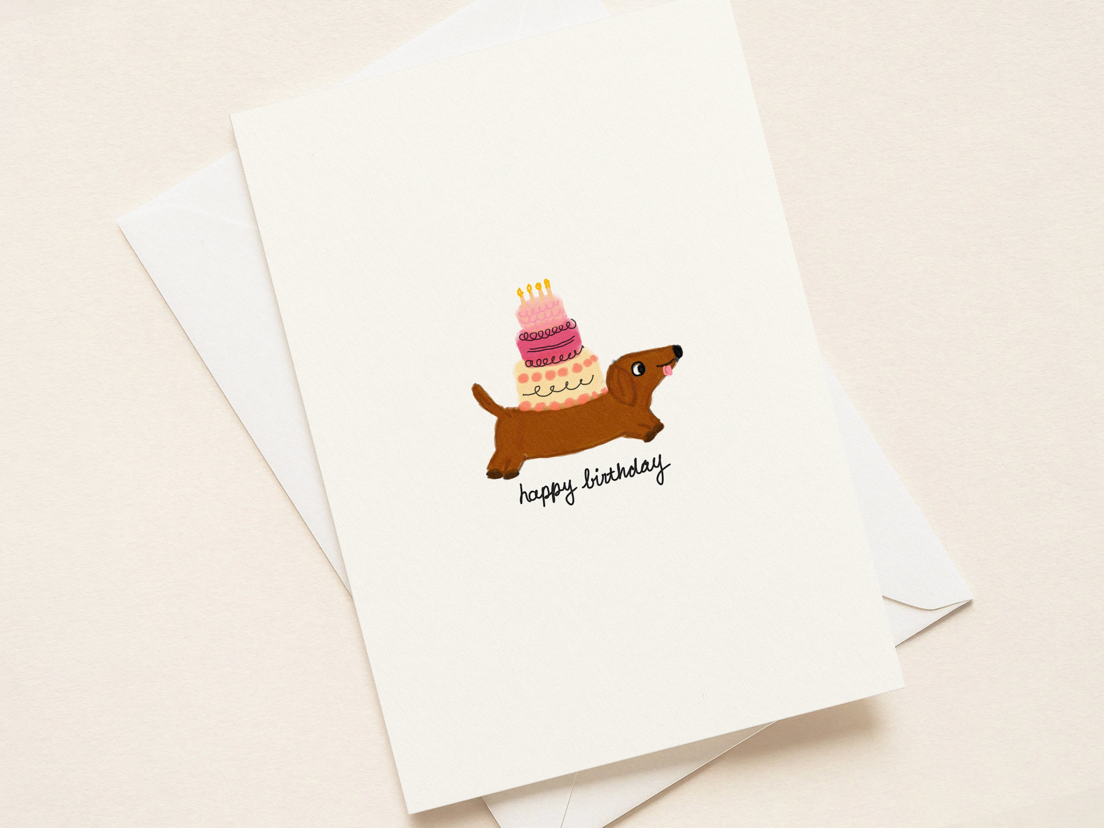 "Happy Birthday Cake Doxie” Birthday Cards