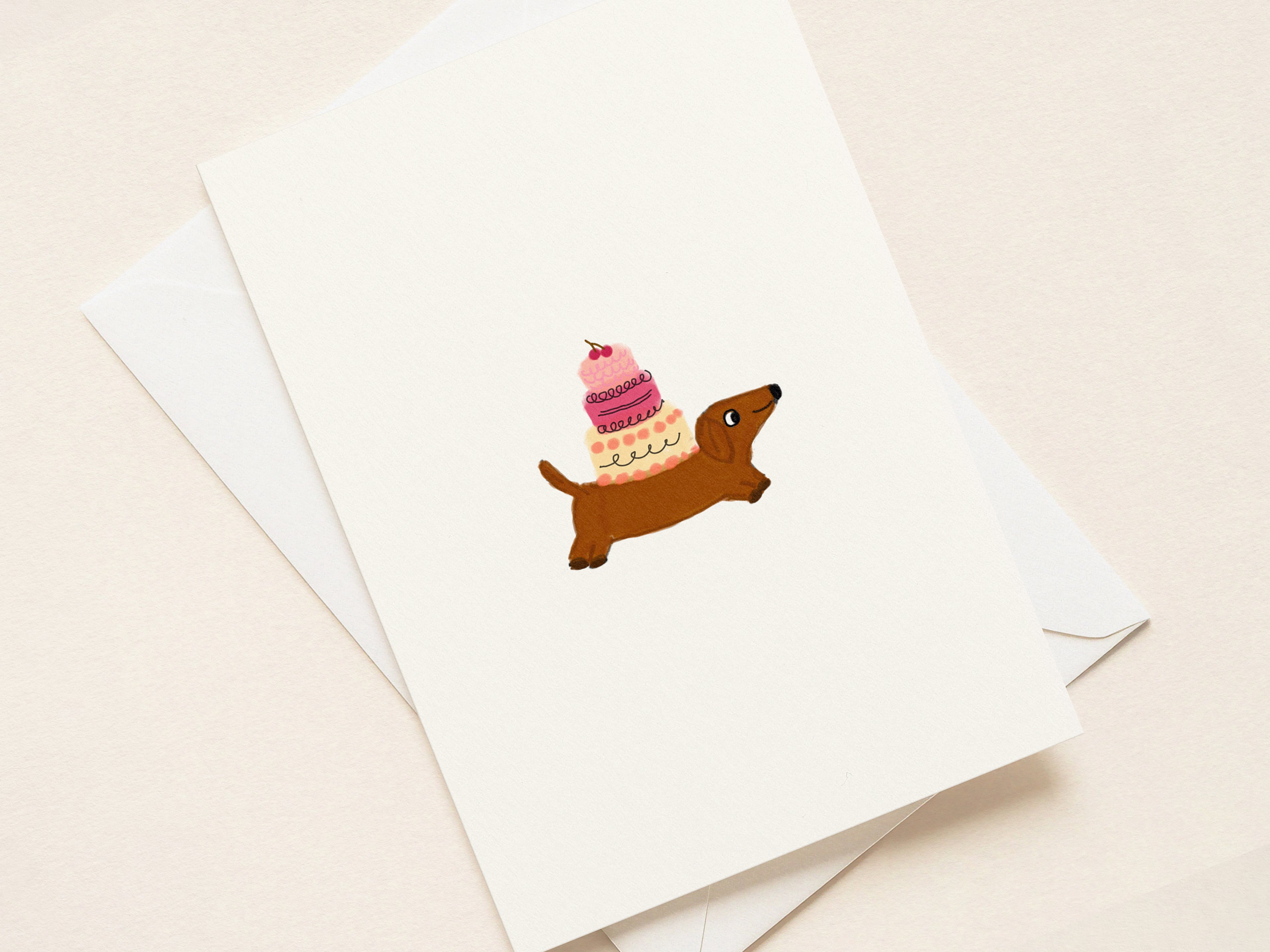 "Doxie Birthday Cake” Birthday Cards