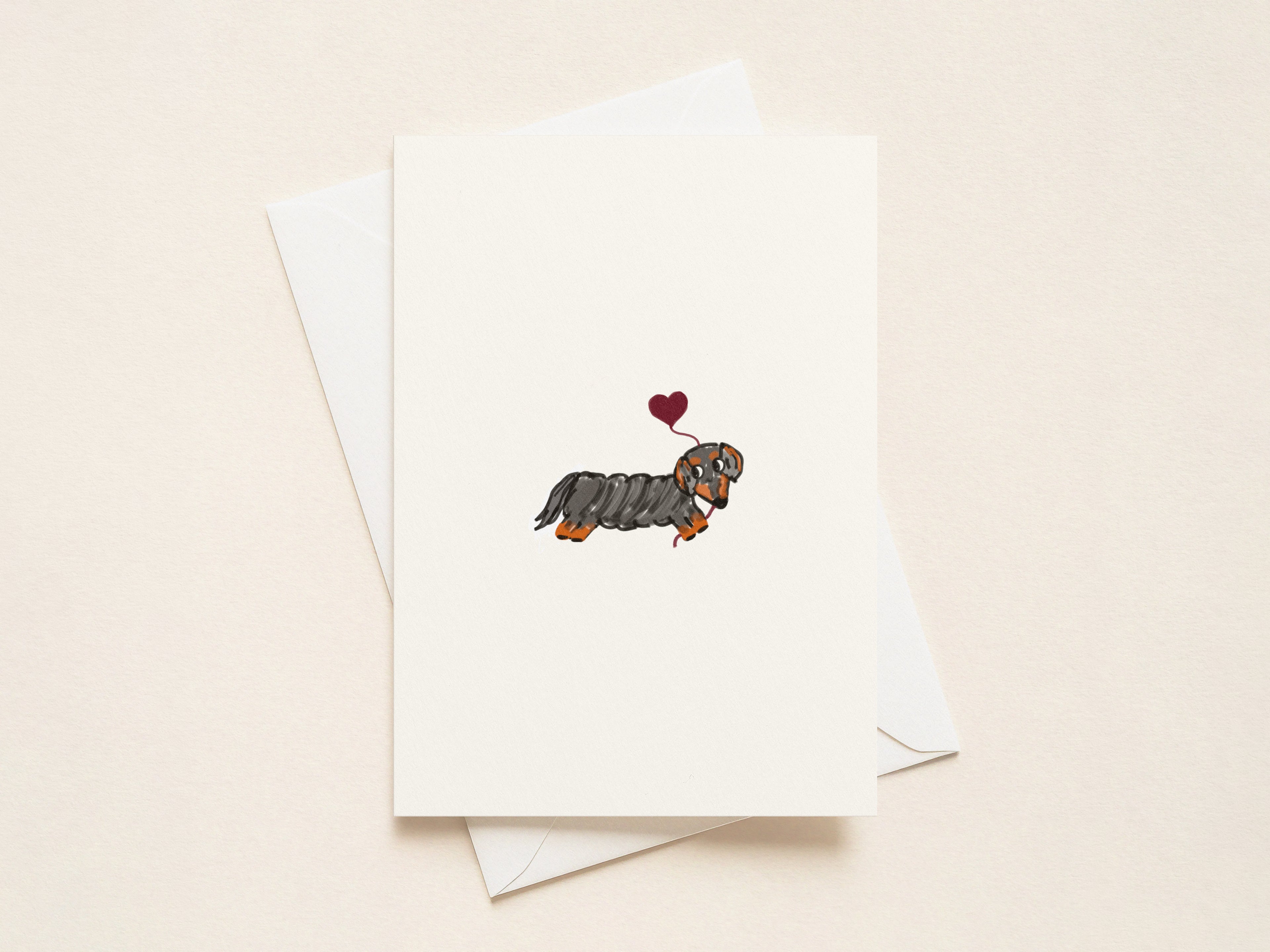 “Puppy Love” Valentine's Cards - Black and Tan Doxie