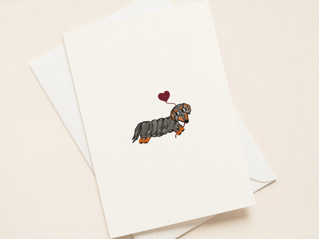 “Puppy Love” Valentine's Cards - Black and Tan Doxie