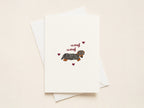 "Woof Woof” Greeting Cards - Black and Tan Doxie