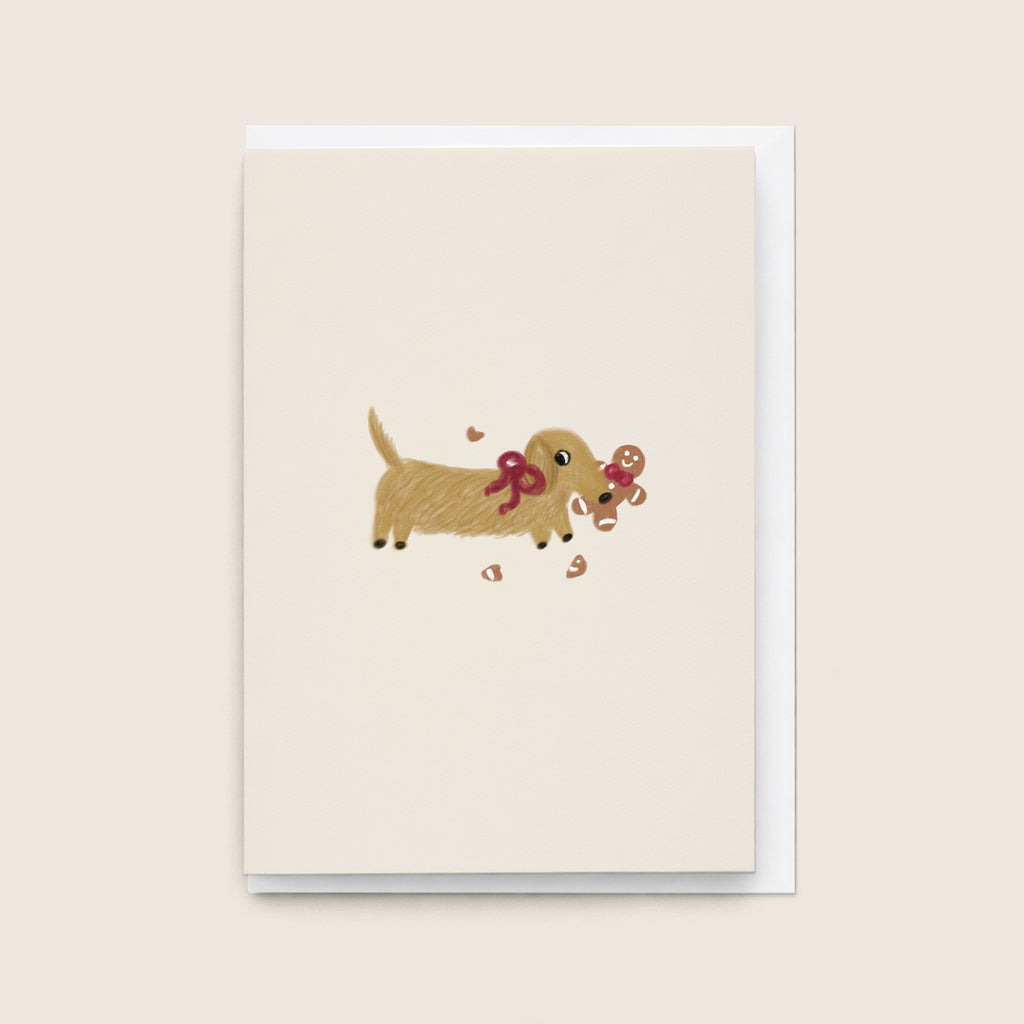 'Naughty Sausage' Christmas Card (Brown)