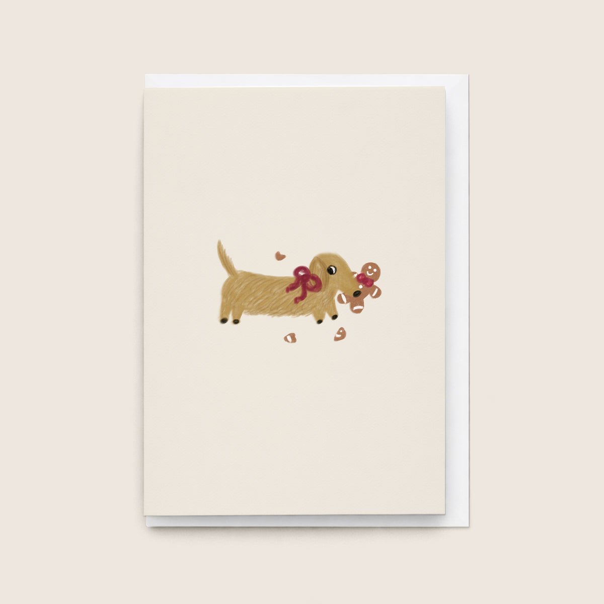 'Naughty Sausage' Christmas Card (Cream)