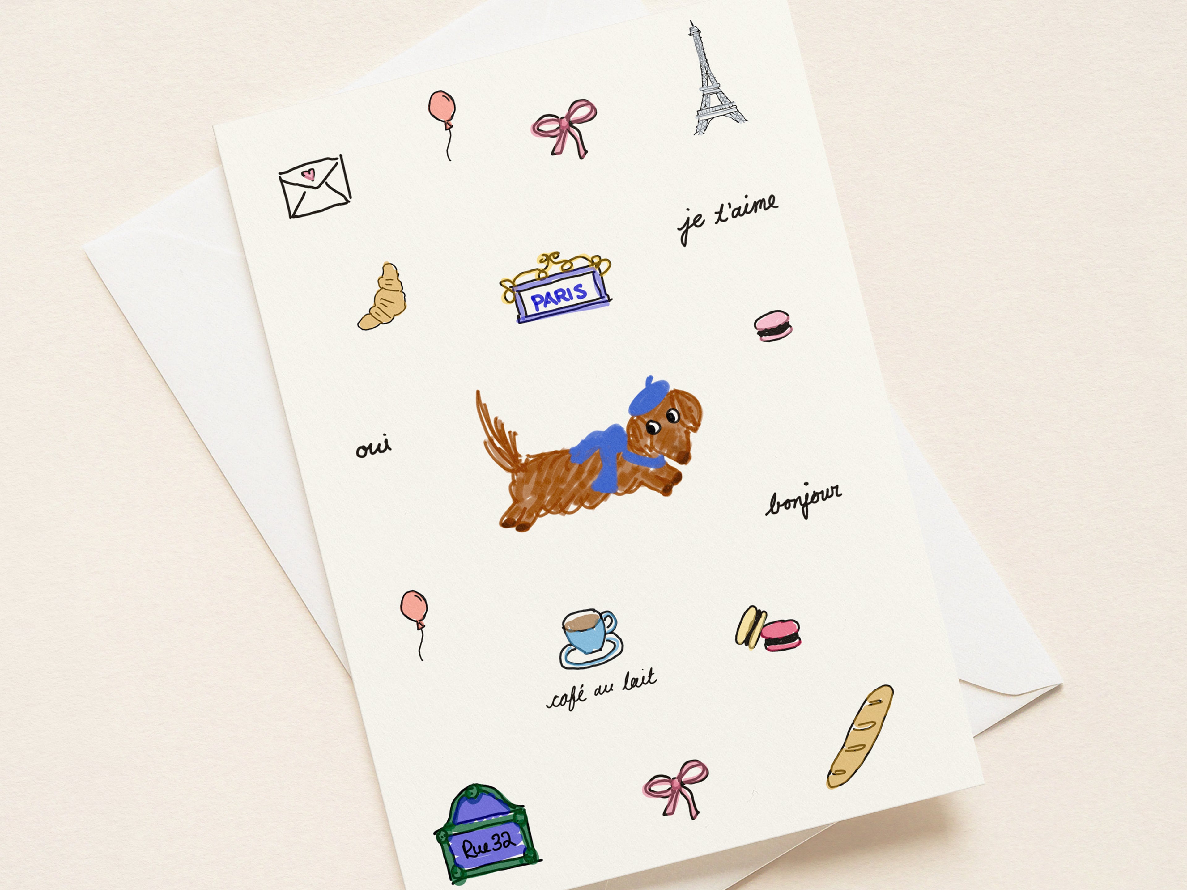 "Chien Saucisse” Greeting Cards