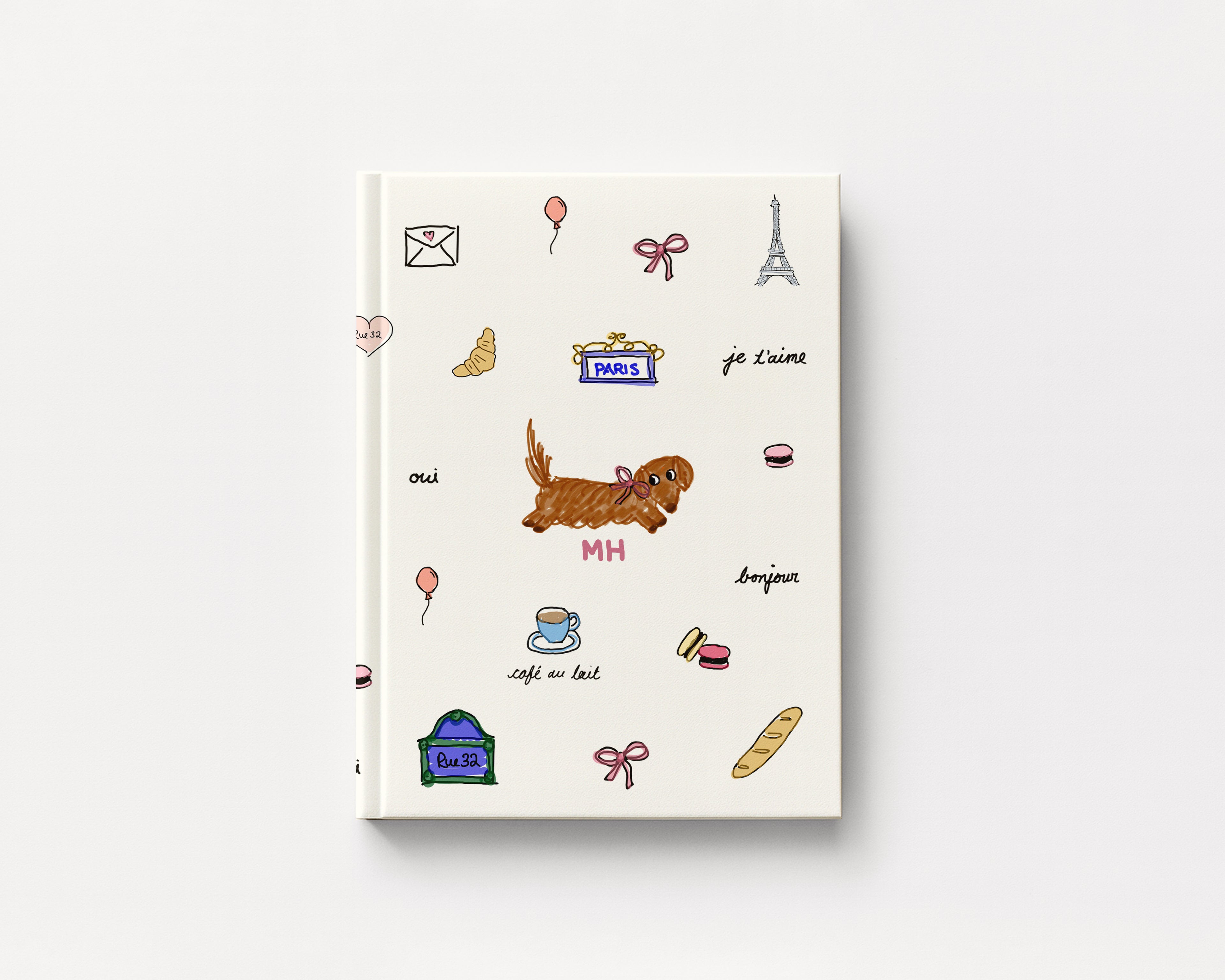 Parisian Doxie Journal - Monogrammed