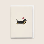 “Puppy Love” Greeting Card - Black and Cream Doxie