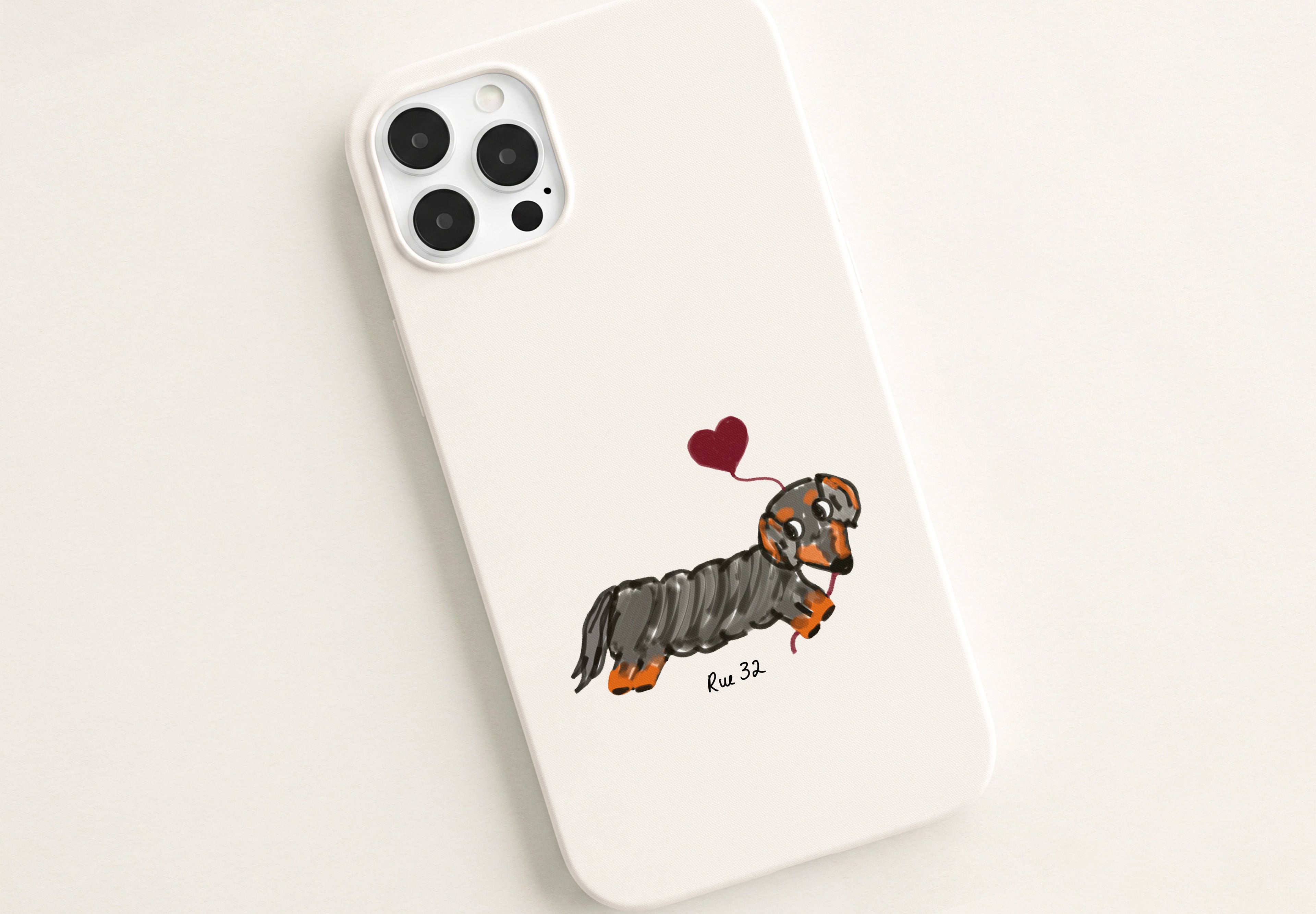 “Puppy Love” Phone Case - Black and Tan Doxie