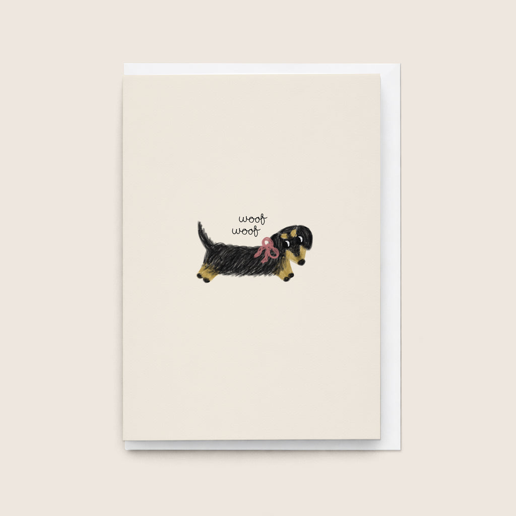 'Woof Woof' Card - Black and Cream
