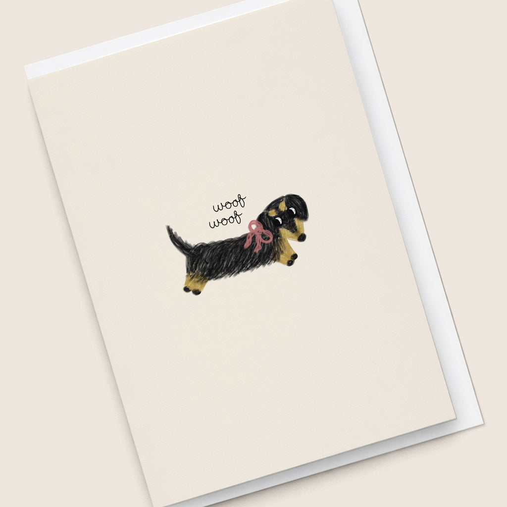 'Woof Woof' Card - Black and Cream