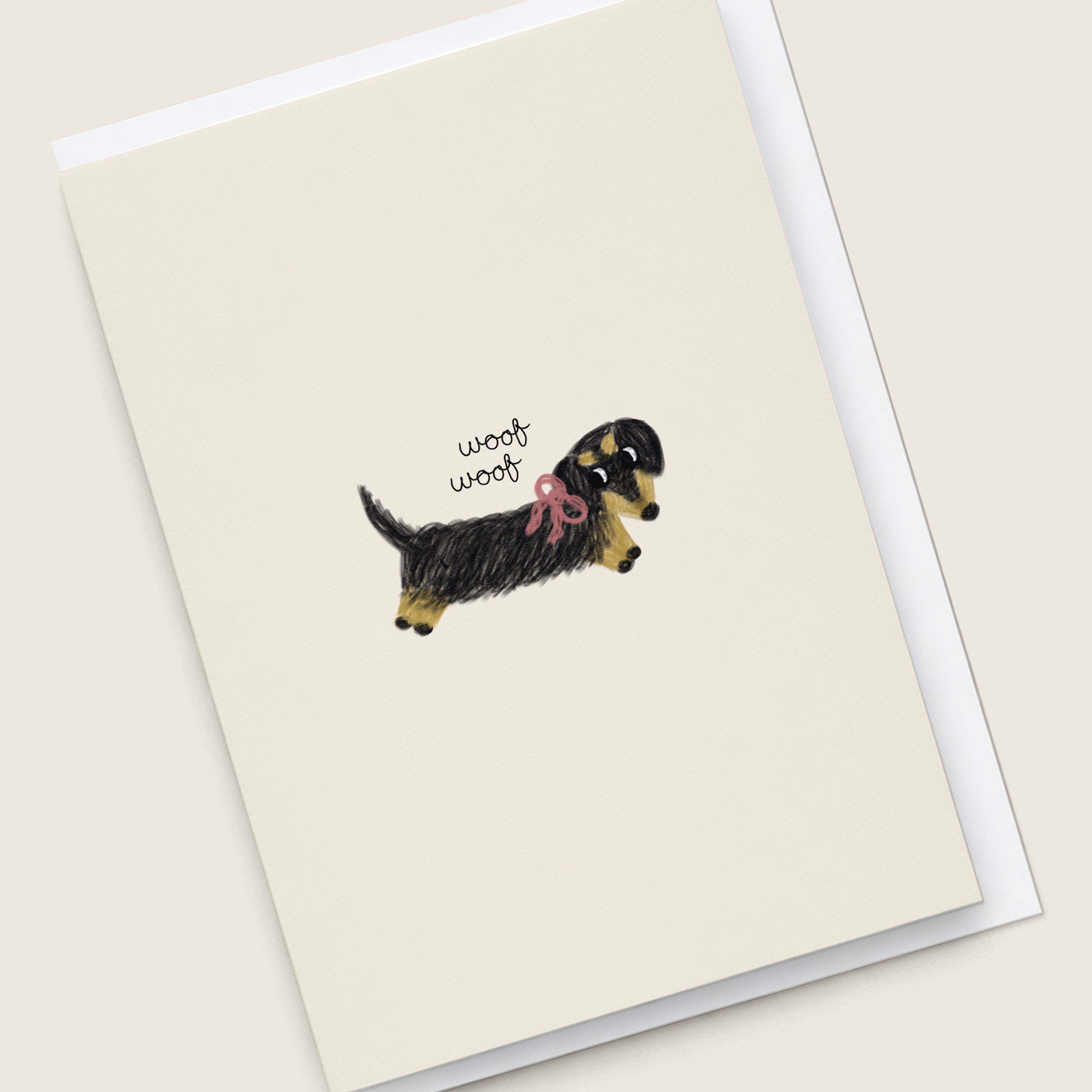 'Woof Woof' Card - Black and Cream